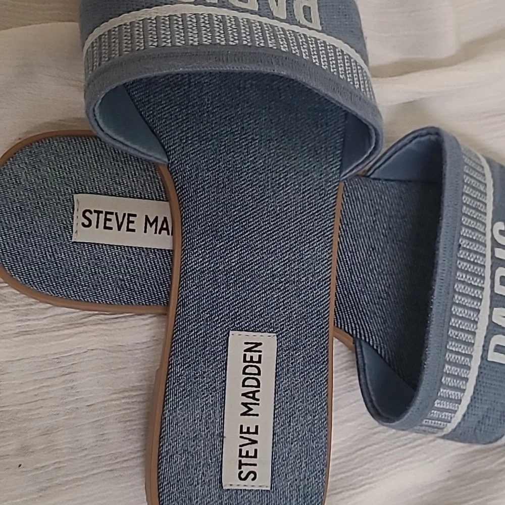 Steve Madden Blue Sporty Slide Sandals used good‎ condition